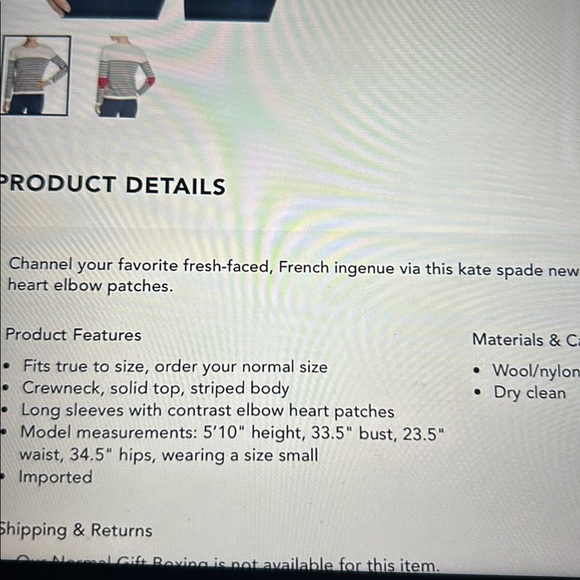 Kate Spade Broome Street Heart Patch Striped Sweater, XS - Picture 15 of 15